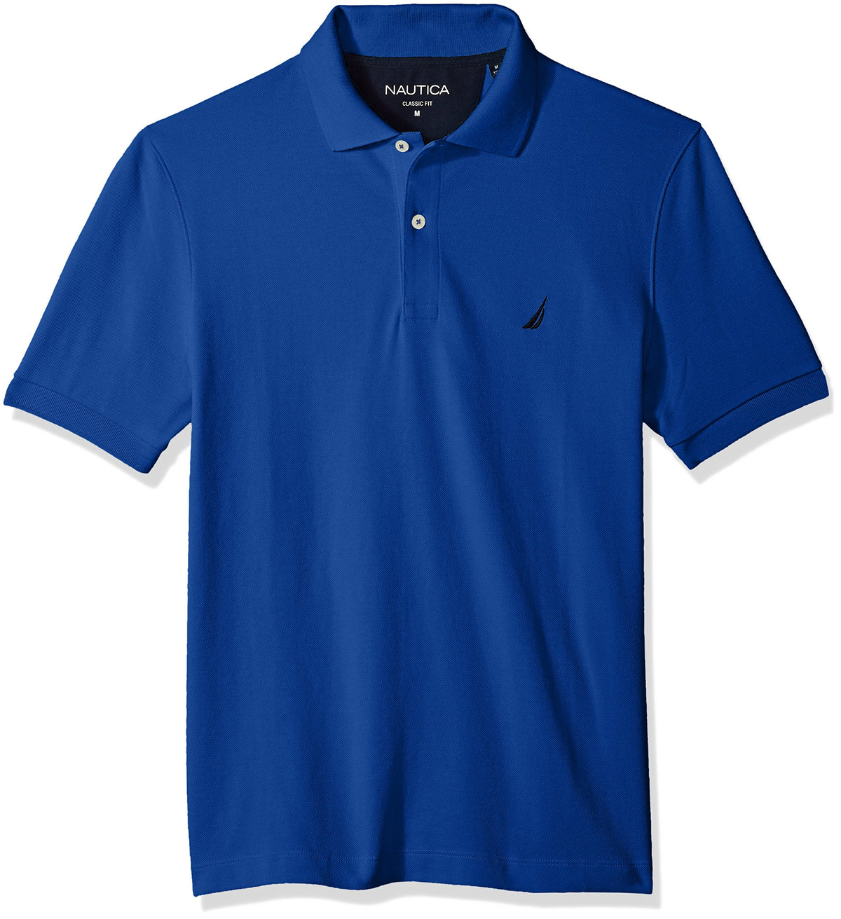 Nautica Men's Classic Short Sleeve Solid Cotton Pique Polo Shirt, Monaco Blue, Large