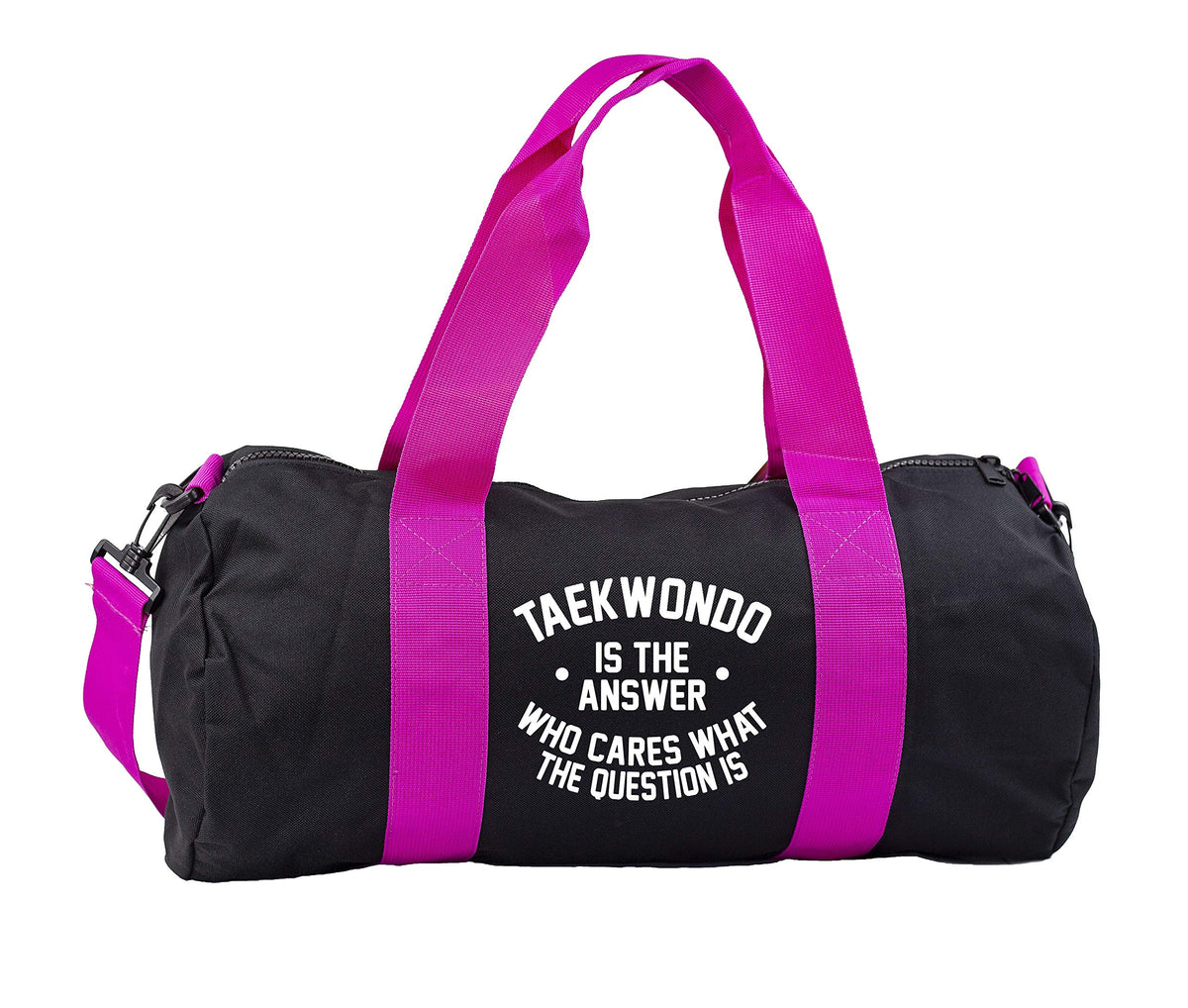 Hippowarehouse Taekwondo is the Answer Who Cares What the Question Is Gymwear Gym Duffle Cylinder Uniform Kit Bag 50 x 25 x 25cm 20 litres