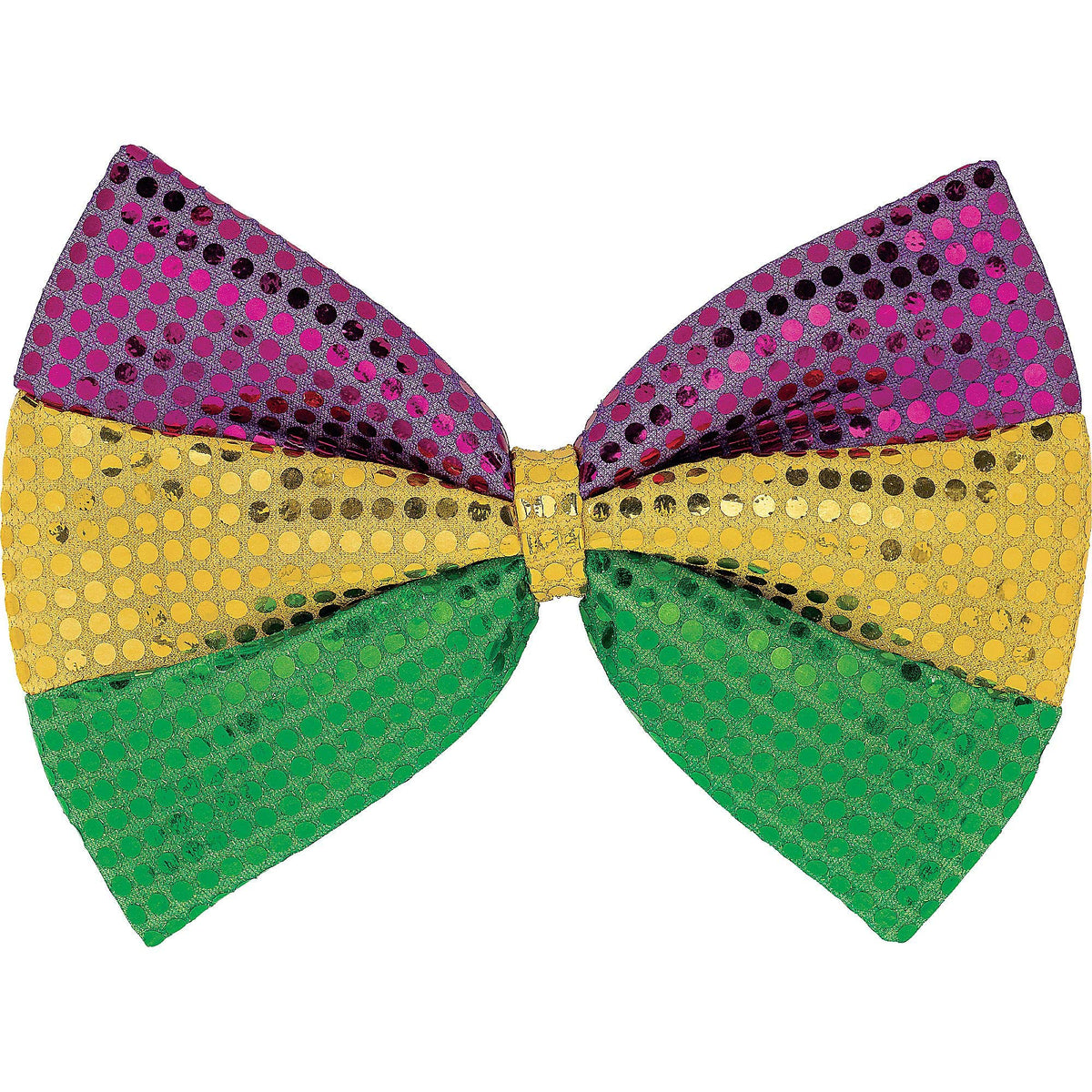 Amscan, 8" x 12" Sequined Mardi Gras Color Oversized Fabric Bow Tie, Multicolor