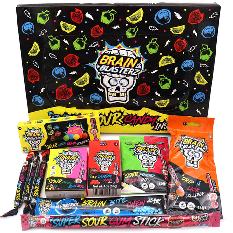 Brain Blasterz Sour Sweets Gift Box SMALL - American Sweets Gift Box - Extreme Sour Candy Collection - Special Addition Items, 1-4 Sourness Levels