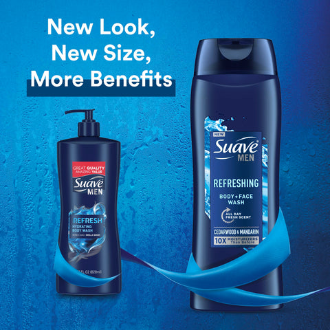 Suave Men Moisturizing Body & Face Wash, With Cedarwood and Mandarin Scent, No Parabens, No Phtahaltes, 18 Oz Pack of 6