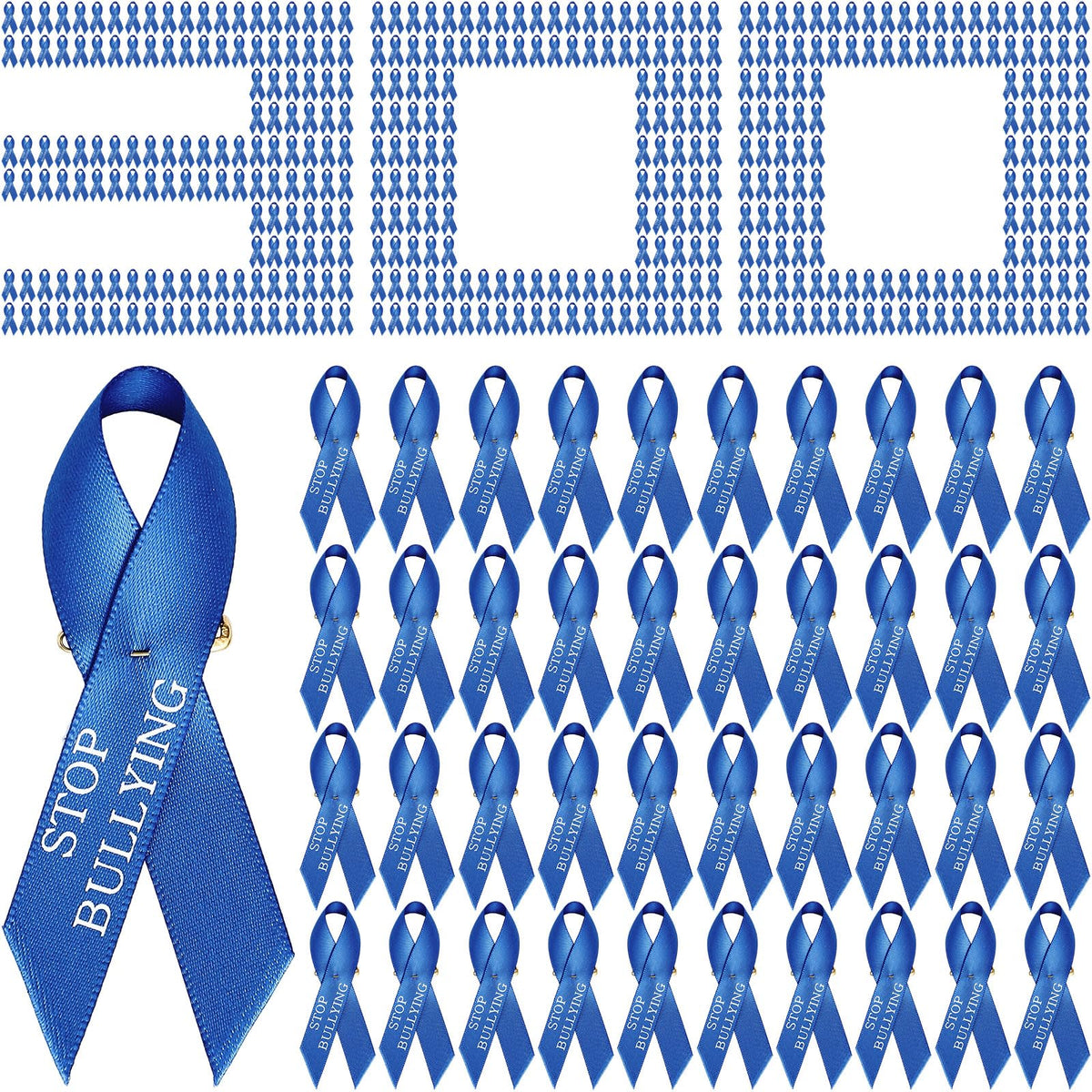 Riceshoot 300 Pcs Anti Bullying Awareness Ribbons Bulk Blue Awareness Lapel Ribbon Pins Anti Bullying Ribbon with Safety Pins Awareness Brooch Products for Public Charity Campaign Fundraiser Supplies