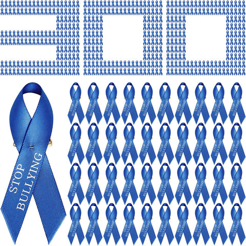 Riceshoot 300 Pcs Anti Bullying Awareness Ribbons Bulk Blue Awareness Lapel Ribbon Pins Anti Bullying Ribbon with Safety Pins Awareness Brooch Products for Public Charity Campaign Fundraiser Supplies