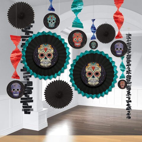 amscan Halloween Sugar Skull Paper Fan Decorating Kit