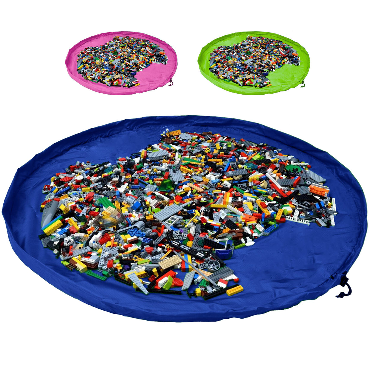 JJ PRIME - Toy Storage Bag | Large Bag Mat | Foldable Kids Storage Toys Organizer | Drawstring Bag Play Mat | Storage Ideas Fast Cleanup (150cm, Blue)