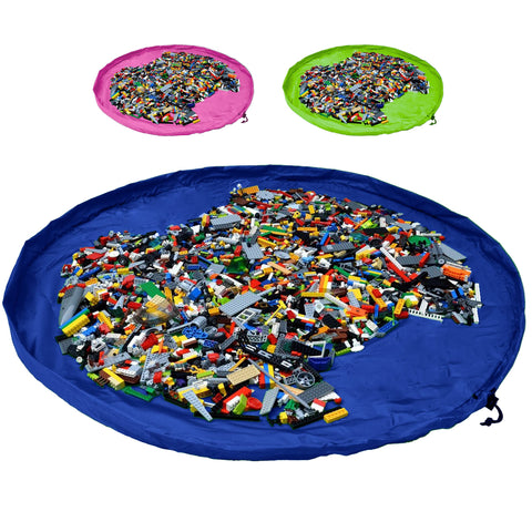 JJ PRIME - Toy Storage Bag | Large Bag Mat | Foldable Kids Storage Toys Organizer | Drawstring Bag Play Mat | Storage Ideas Fast Cleanup (150cm, Blue)