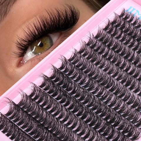 JIMIRE Fluffy Lash Clusters Volume Wispy 50D Thick Mink Eyelash Clusters D Curl 9-16mm Cluster Eyelash Extensions 280Pcs Individual Lashes Beginners Friendly False Mink Extensions