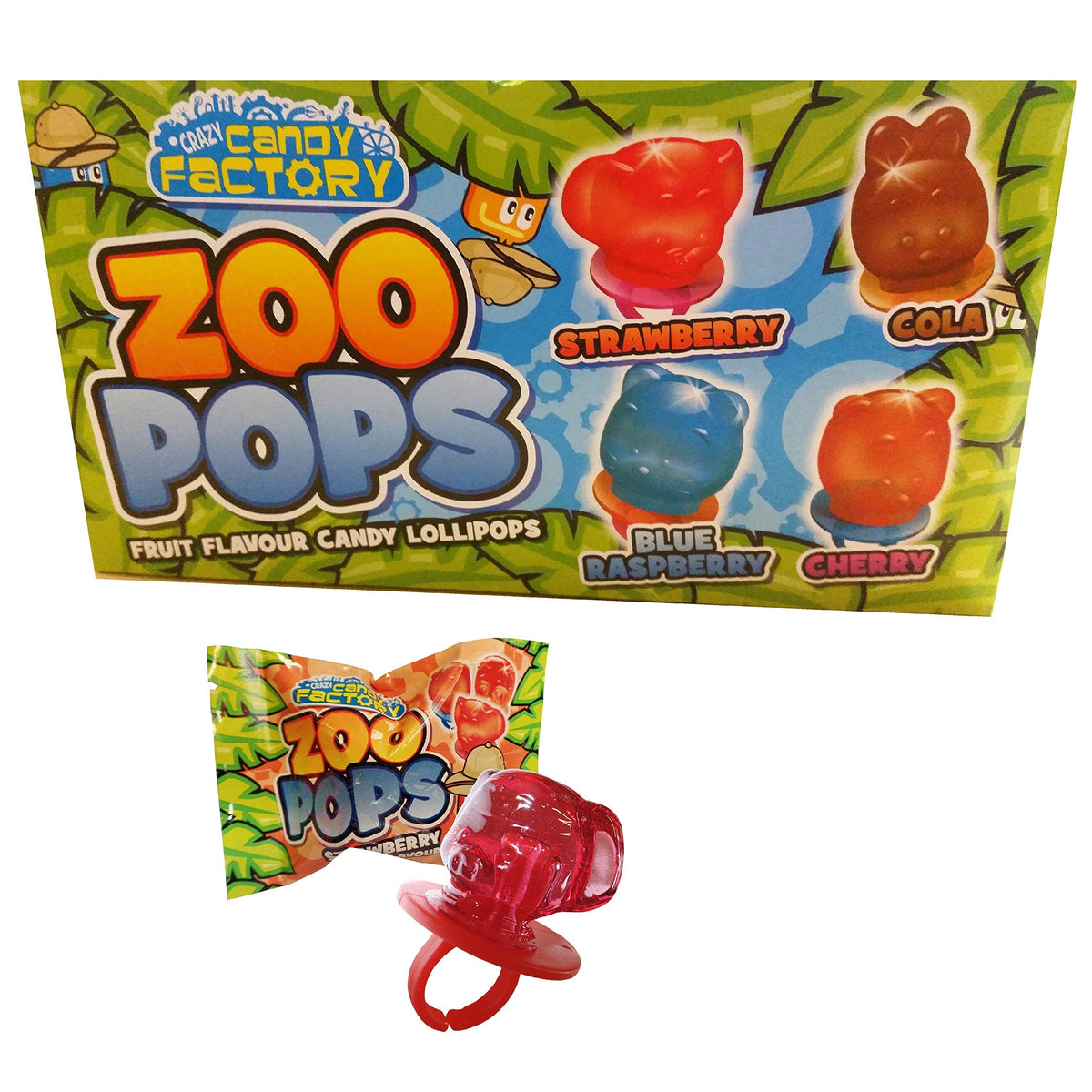 Zoo Pops 24 x Fruity Animal Mini Lolly Sweets Lollies With Rings - Wholesale Bulk Buy