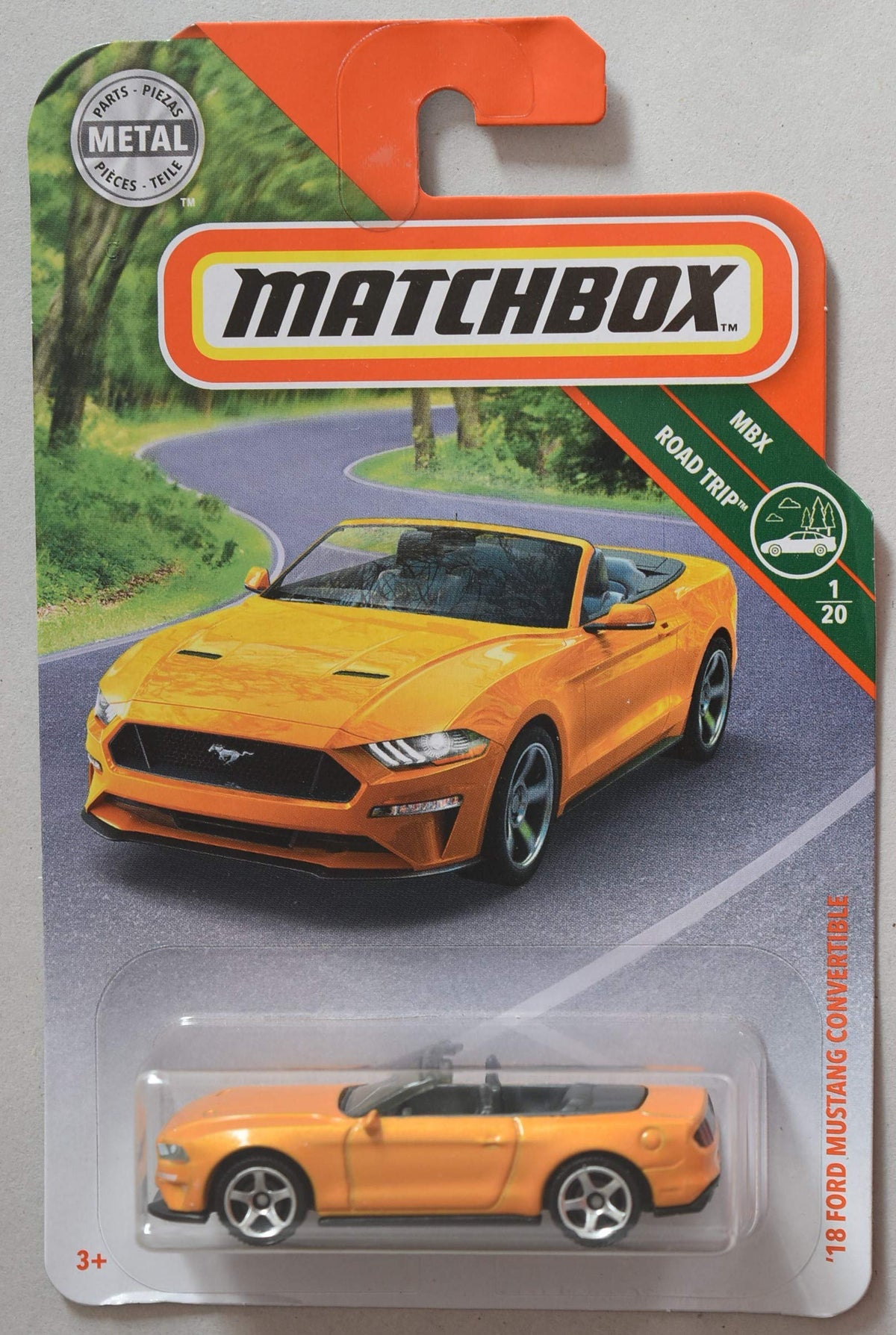 Matchbox 2019 MBX Road Trip '18 Ford Mustang Convertible 4/100, Orange