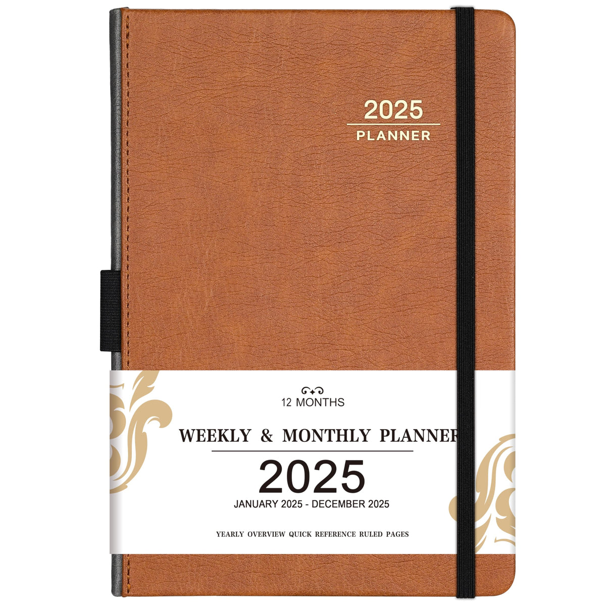 2025 Planner - 2025 Weekly Monthly Planner, January 2025 -December 2025, 5.85'' x 8.5'' Calendar Planner 2025 with Leather Cover, Pen Holder, Bookmarks