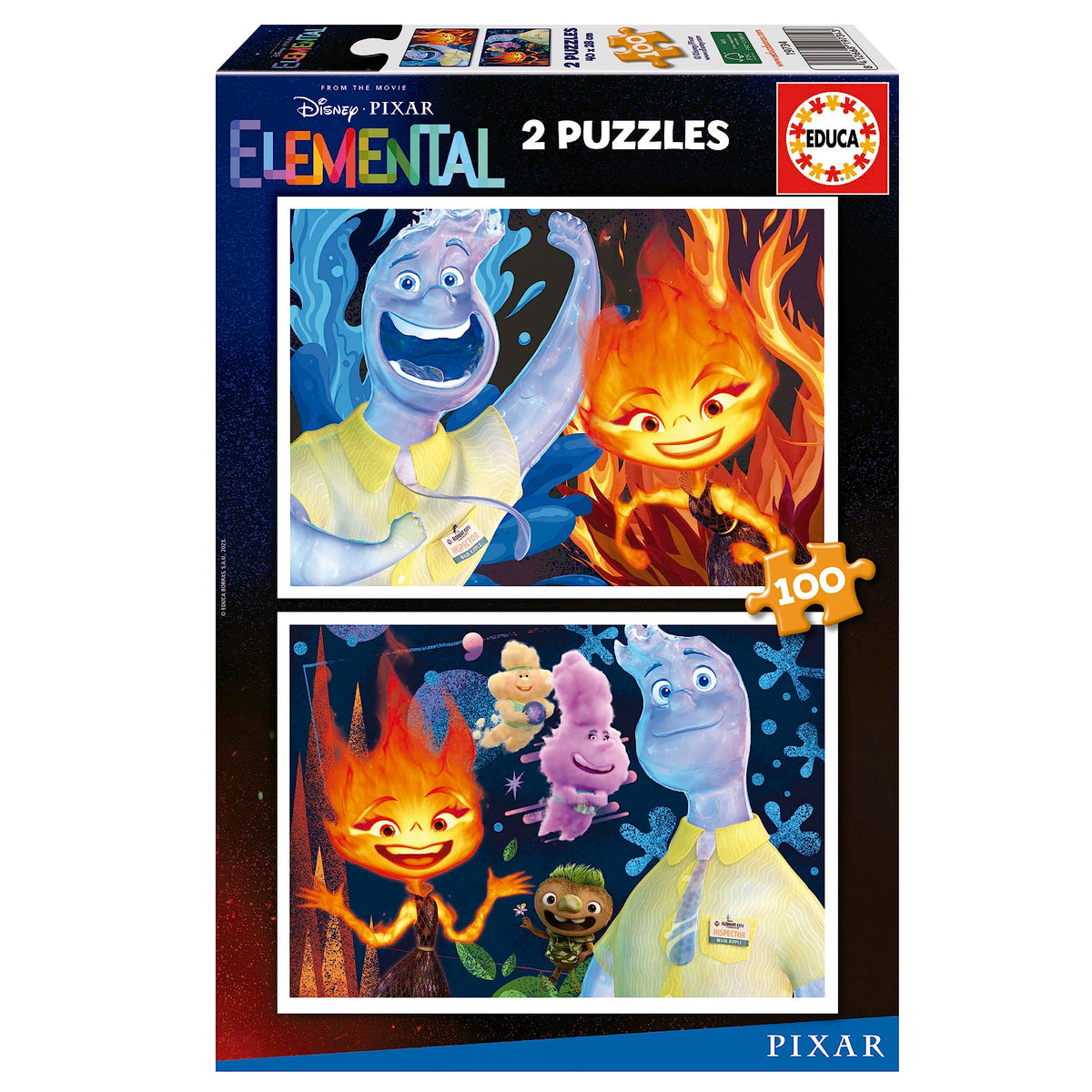 Educa - Set of 2 Children's Puzzles with 100 Pieces with Elemental images | Measurements: 40 x 28 cm. Recommended for ages 6 and up