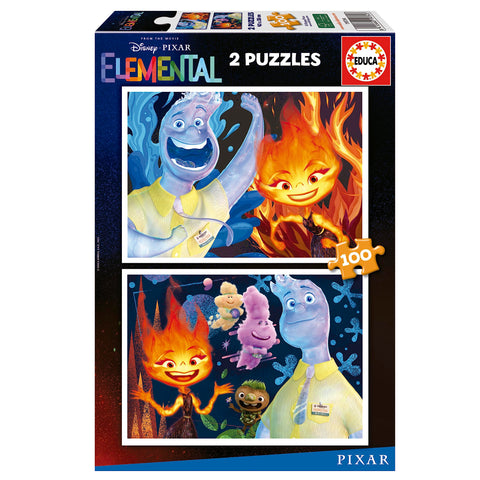 Educa - Set of 2 Children's Puzzles with 100 Pieces with Elemental images | Measurements: 40 x 28 cm. Recommended for ages 6 and up