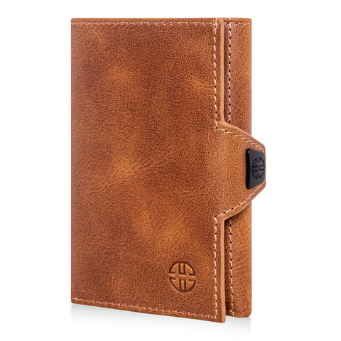 TRUSADOR Toscana Trifold Leather Wallet For Men and Women Card Holder with RFID Protection (With Coin Pocket, Cognac)