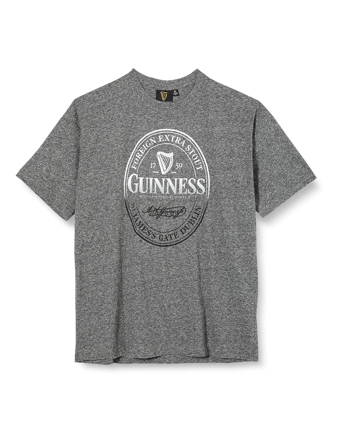 Guinness T-Shirt With Foreign Extra Stout Bottle Label Print, Grey Colour (Small)