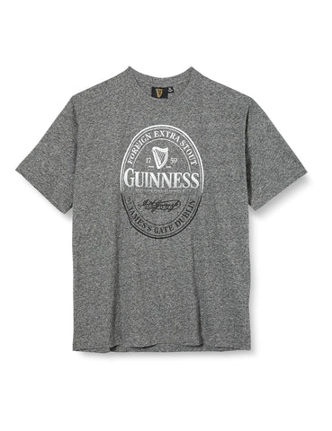 Guinness T-Shirt With Foreign Extra Stout Bottle Label Print, Grey Colour (Small)