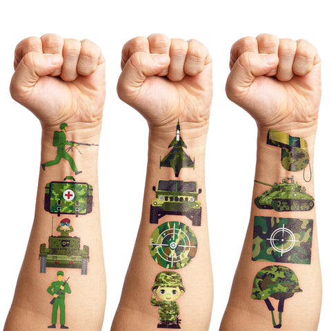 Generic 115 PCS Military Temporary Tattoos Themed Army Birthday Party Decorations Favors Supplies Decor Camouflage Party Favors Camo Tattoos Stickers Gifts for Kids School Prizes