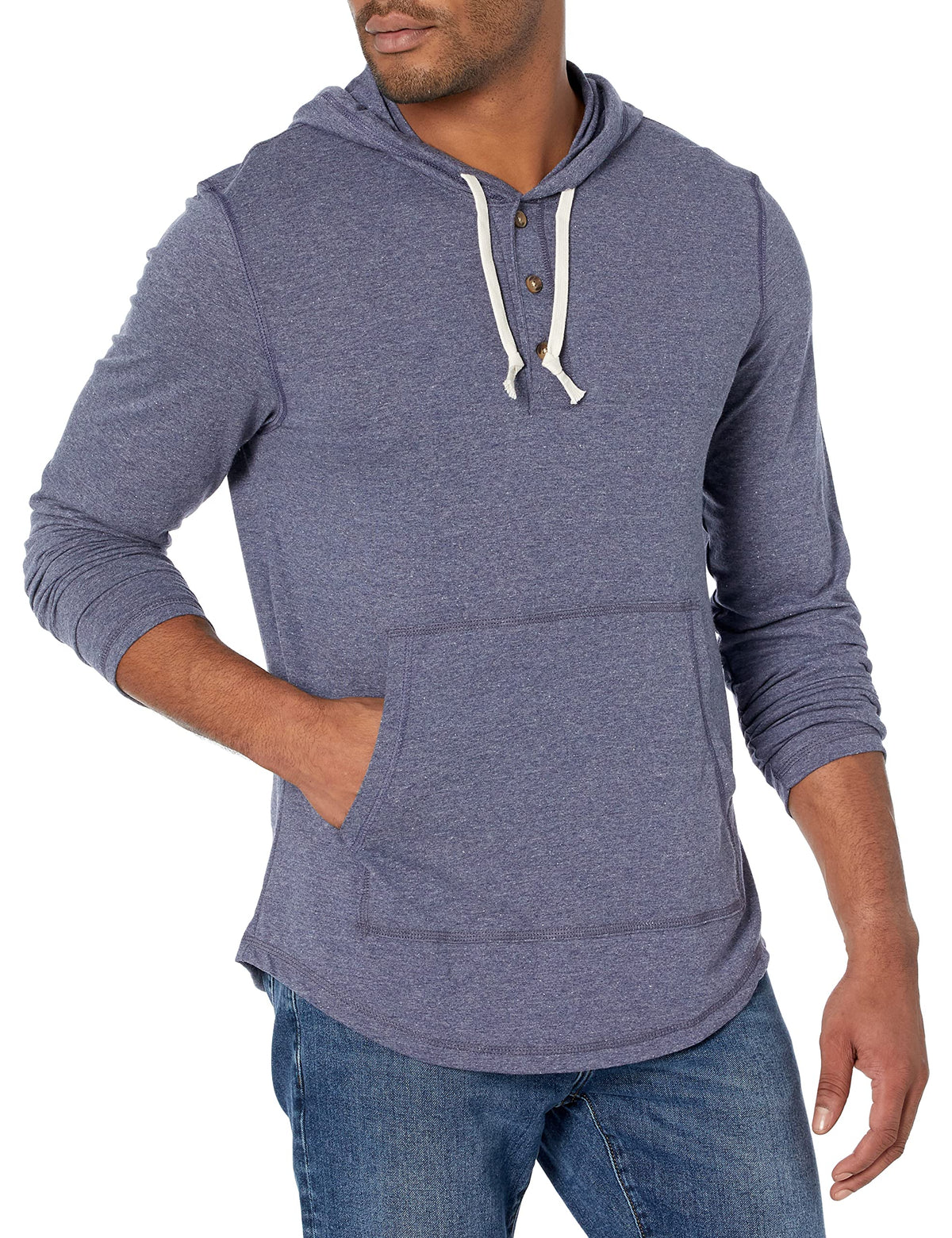 Hanes Men's Originals Pullover Hoodie, Tri-Blend Jersey T-Shirt, Athletic Navy Pe Heather, S