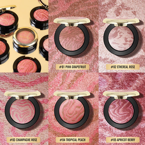 KIMUSE Baked Blush, Lighting Glow Marbleized Blush Powder Blush, Contour & Highlight Face for a Creamy Lightweight Natural Finish
