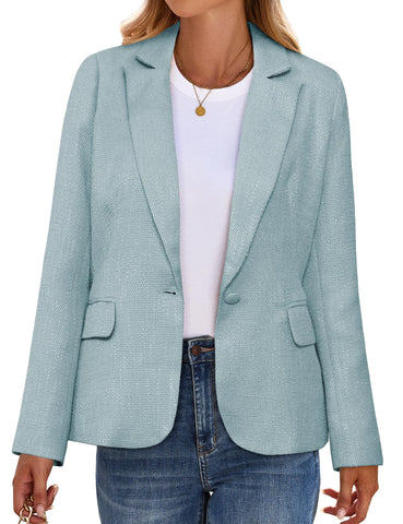 luvamia Women's Canal Blue Tweed Blazer for Business Casual, XX-Large (fits 20/22)