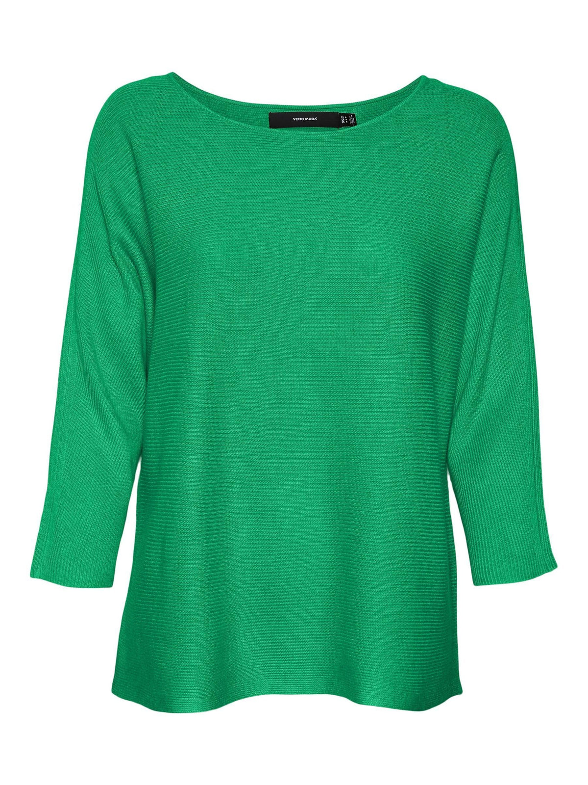 VERO MODA Women's Vmnora 3/4 Boatneck Blouse Noos Knitted Jumper, Bright Green/Detail:w. Melange, XXL
