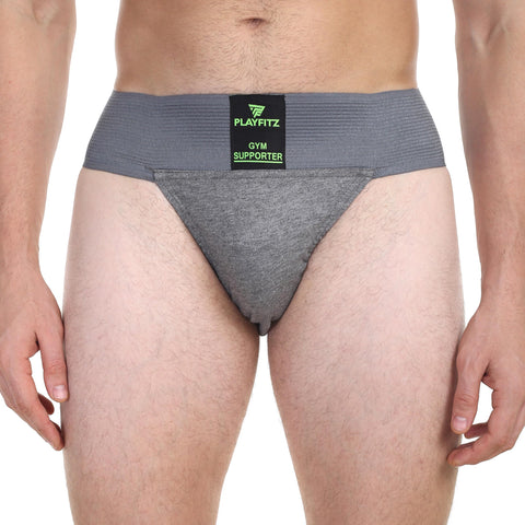 PLAYFITZ Men's Cotton Gym Supporter (Pack of 1) (PF-Tokyo-G-L_Grey