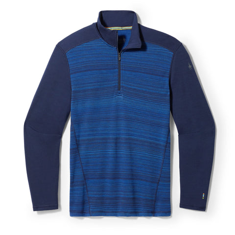 Smartwool Men's Classic Thermal Merino Wool Base Layer - Quarter Zip (Slim Fit), Deep Navy Color Shift, X-Large