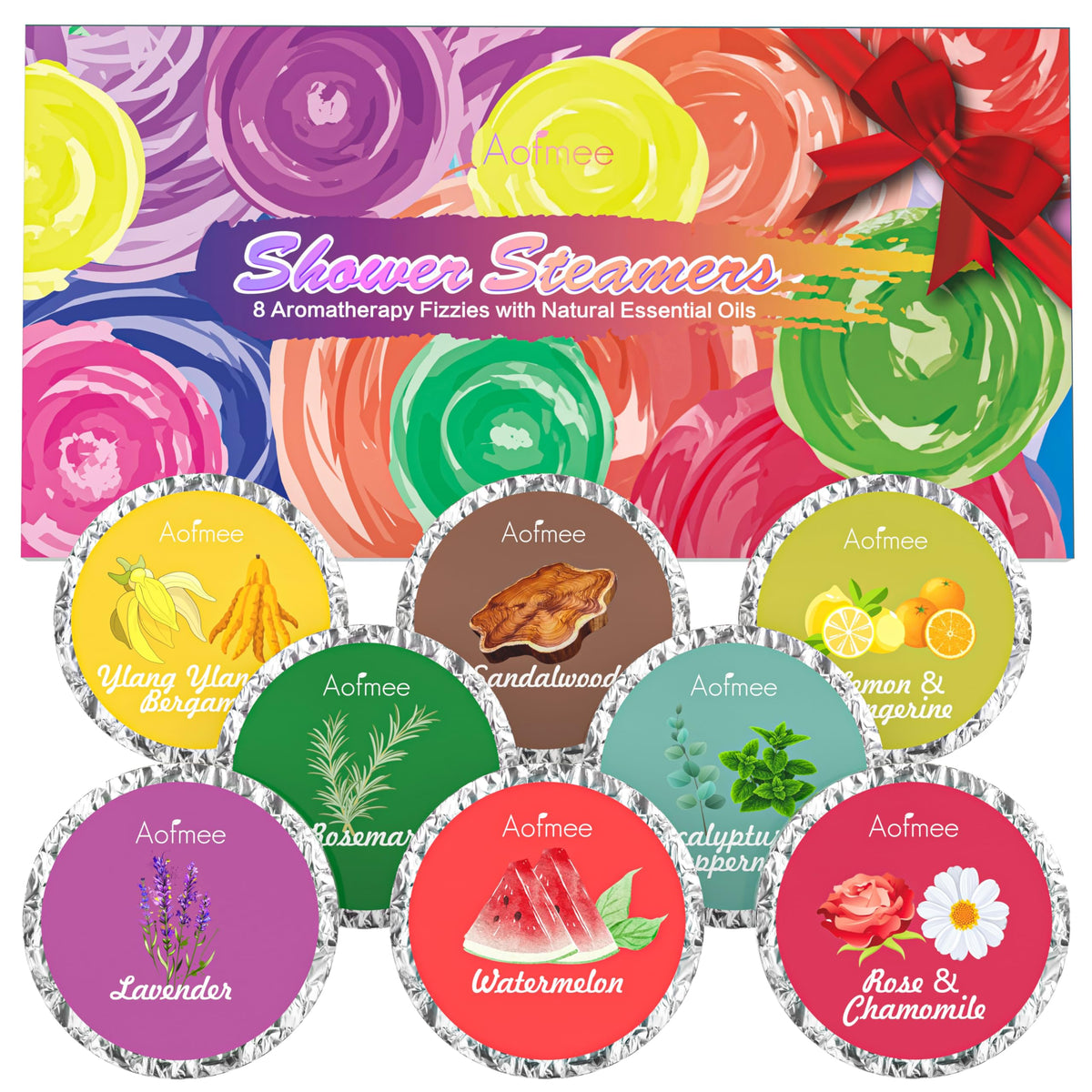 Aofmee Shower Steamers, 8 Shower Bombs, Shower Steamers Aromatherapy for Women Men Mom, Relaxing Gifts for Christmas Valentines Birthday Mothers Day
