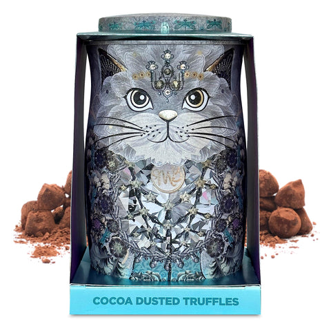 Monty Bojangles Diamond Empress Cat Tin | Assortment of Cocoa Dusted Truffles, 200g