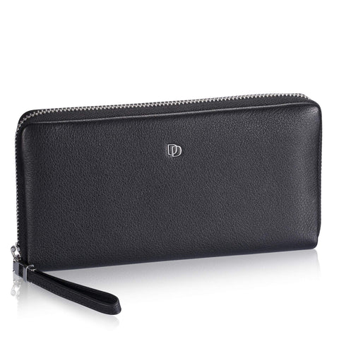HISCOW Supple Clutch - Full Grain Leather (Zippered Black)