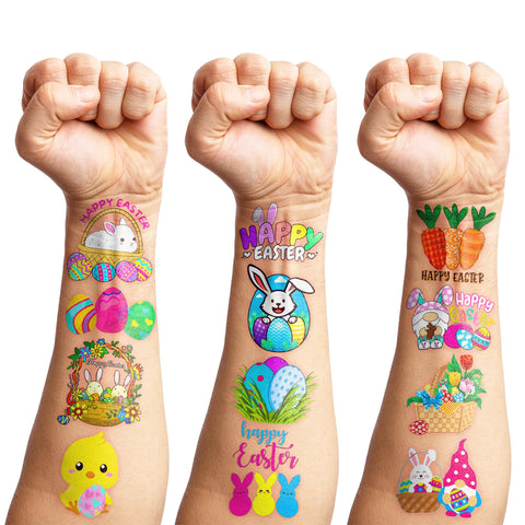 86PCS Easter Bunny Tattoo Temporary Tattoos Birthday Party Decorations Supplies Favors Decor Easter Egg Tattoos Stickers Cute Gifts for Kids Boys Girls Prizes Rewards Easter Carnival