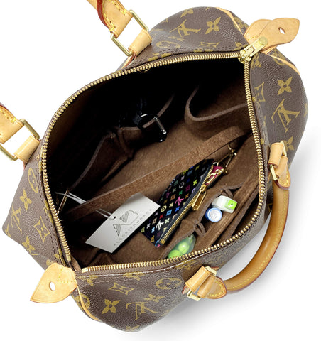 AlgorithmBags Purse Organizer Insert | designed for Louis Vuitton LV Speedy 30 35 40 25 | Luxury Liner Shaper Divider (30, Brown)