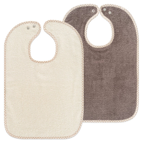 Set of 2, Baby Bib, Size Adjustable With Press Stud, Extra Large, Highly Absorbent, Oeko-Tex Tested For Harmful Substances, 100% Cotton