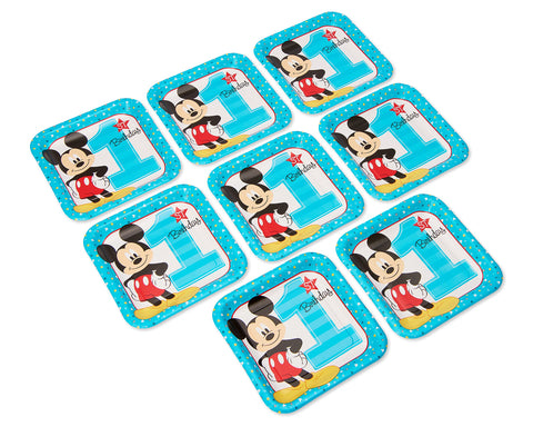 American Greetings Mickey Mouse First Birthday Dinner Plates, 8-Count