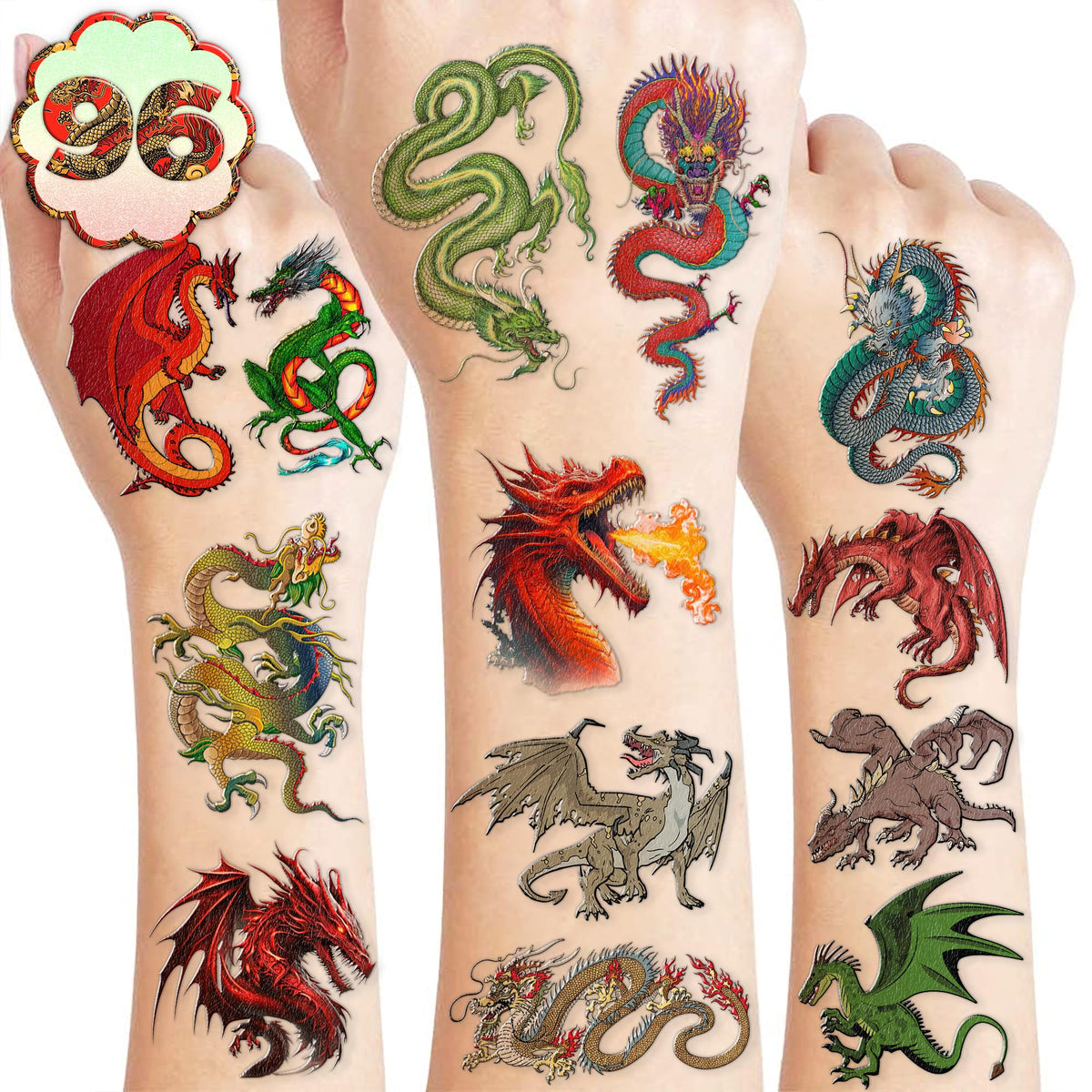 Dragon Temporary Tattoos Birthday Party Supplies Favors Decorations Knight Dragon Super Cute Fake 88PCS Tattoos Stickers for Kids Boys Girls School Classroom Rewards Gifts Ideal Halloween