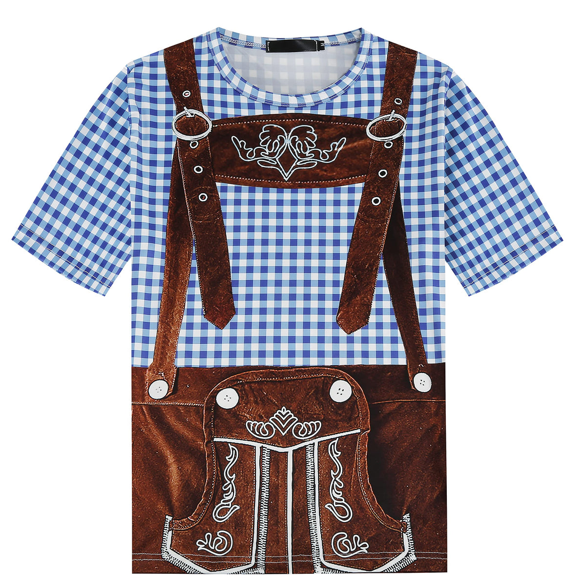 GRAJTCIN Men's Bavarian Oktoberfest Costume Short Sleeve T-Shirt (X-Large,Blue)
