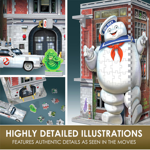 Wrebbit3D Ghostbusters 3D Puzzle Model of Firehouse Headquarters | A Supernatural Adventure of 500 Pieces for Ghosts Hunters and Paranormal Activity Lovers