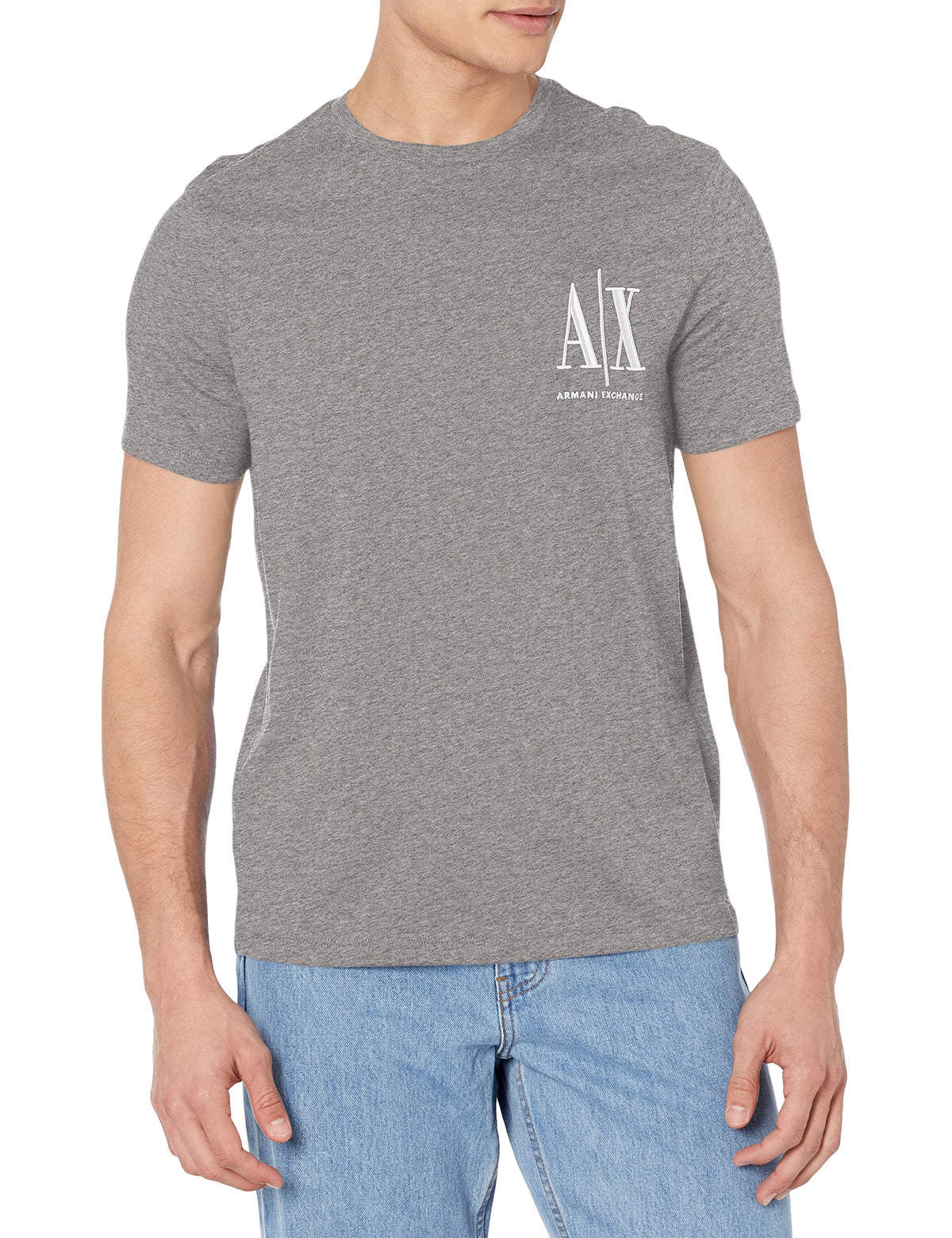 Armani Exchange Men's Front Embroidered Logo T-Shirt, Bros Grey, Extra Large