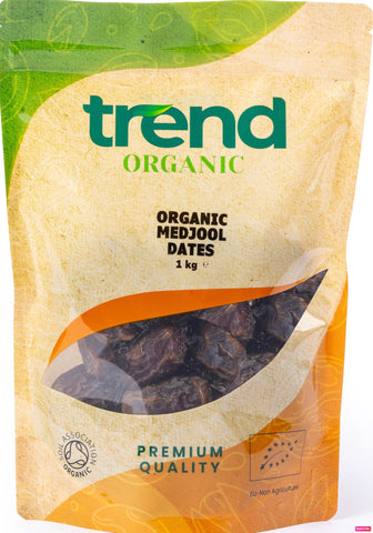 Trend Organic Medjool Dates, Nutritious Snack with Natural Sugars and Dietary Fibre - Ideal for Baking and Cooking - Certified Organic, Vegan, GMO-Free, No Additives No Preservatives, Raw, 1kg