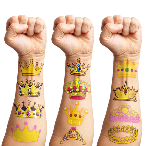 84 PCS Crown Tattoo Temorary Princess Crown Tattoos Stickers Birthday Party Favors Decorations Decor Supplies Theme Bachelorette Party Crown for Kids Cute Gifts Prizes Rewards