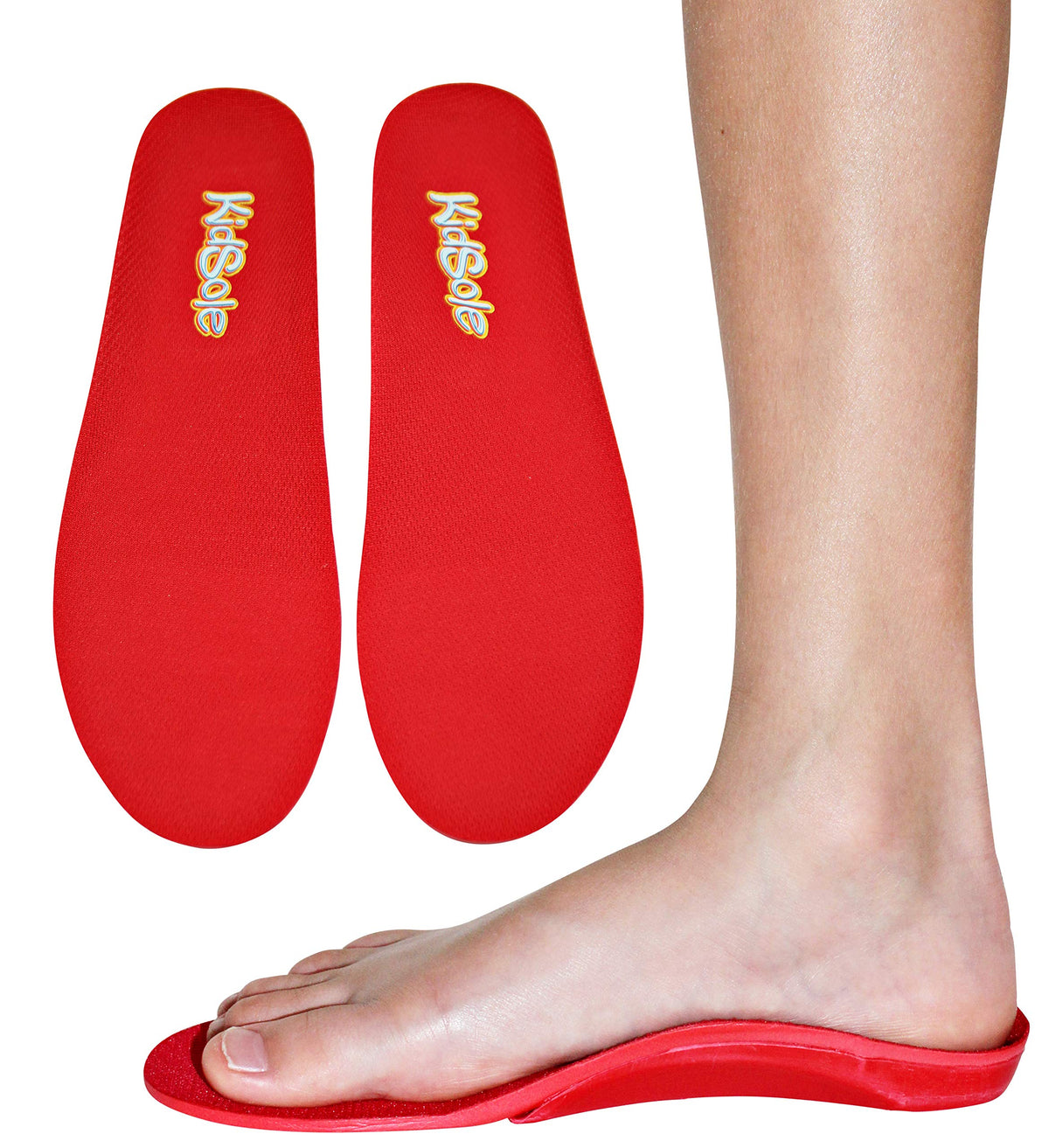 Red Orthotic Sports Insole by KidSole -- Lightweight Soft & Sturdy Orthotic Technology For Active Children With Flat Feet and Other Arch Support Problems (US Kids Sizes 4-6 (24 CM))