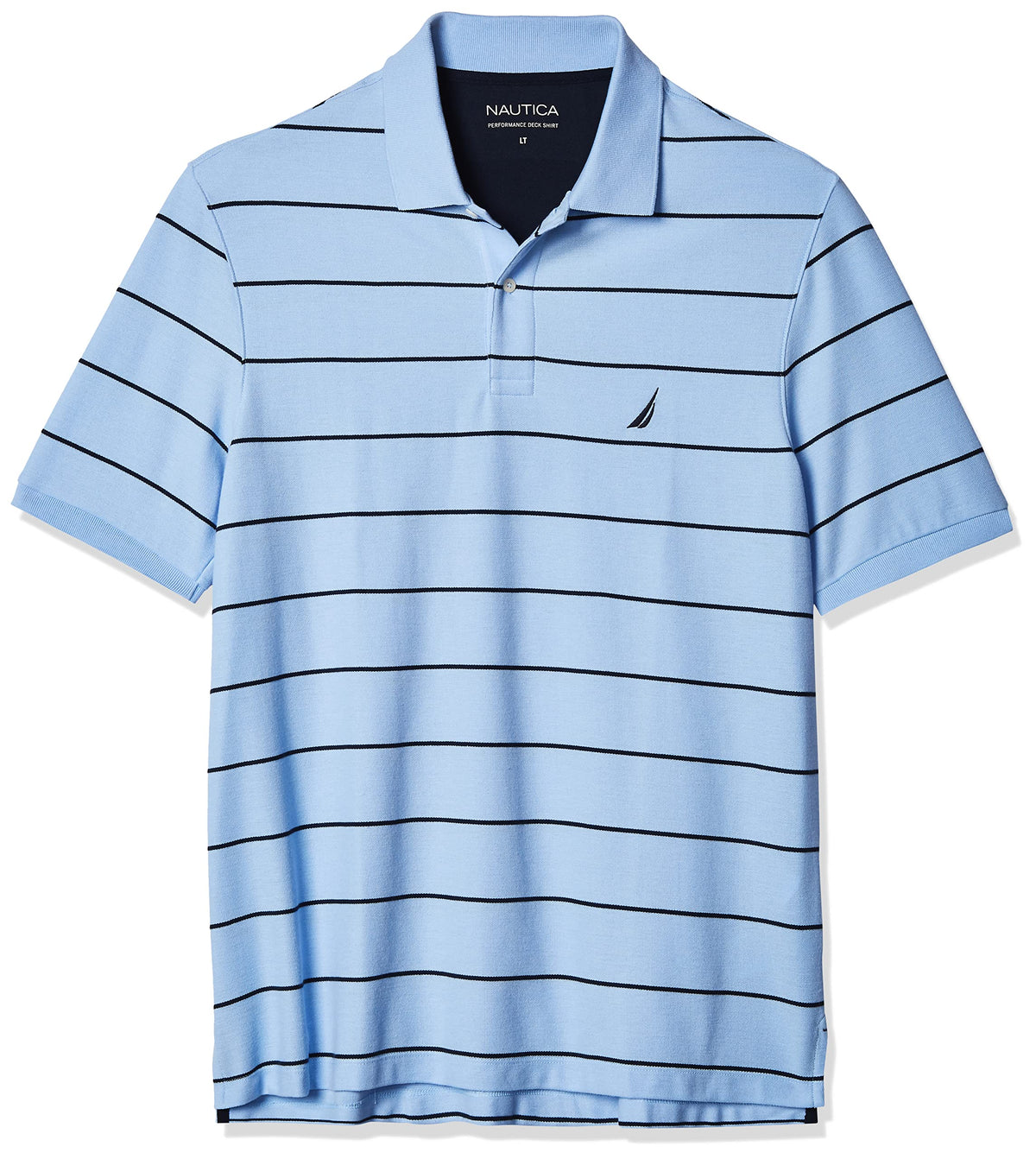 NAUTICA Men's Big and Tall Classic Short Sleeve Striped Polo Shirt, noon Blue, 2X