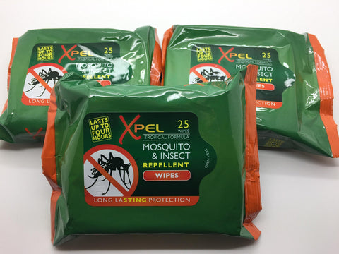 ** XPEL MOSQUITO & INSECT REPELLENT WIPES NEW ** TRAVEL 75 WIPES LONG LASTI