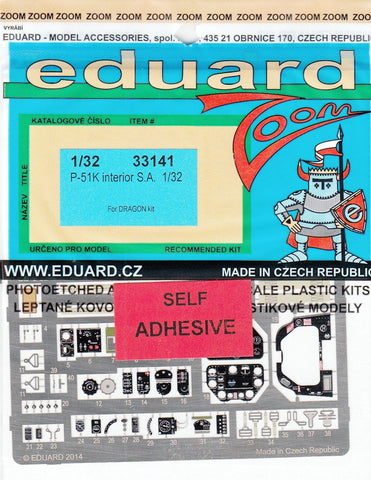 Eduard EDU33141 1:32 Color Zoom PE - P-51K Mustang Interior for use with The Dragon Model kit [Model KIT Accessory]