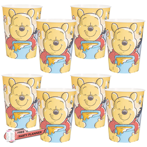 Unique 8 Count Winnie The Pooh Party Cups | Birthday Party Favors for Kids | Officially Licensed 16 oz