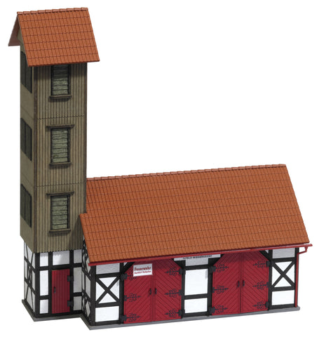 Busch 1452 Fire Dept Equipment House HO Structure Scale Model Structure