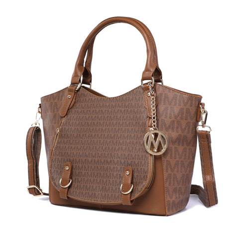 MKF Collection Tote Bag for Women, Vegan Leather Pocketbook Top-Handle Shoulder Handbag Crossbody Satchel Purse Tan Brown by Mia k