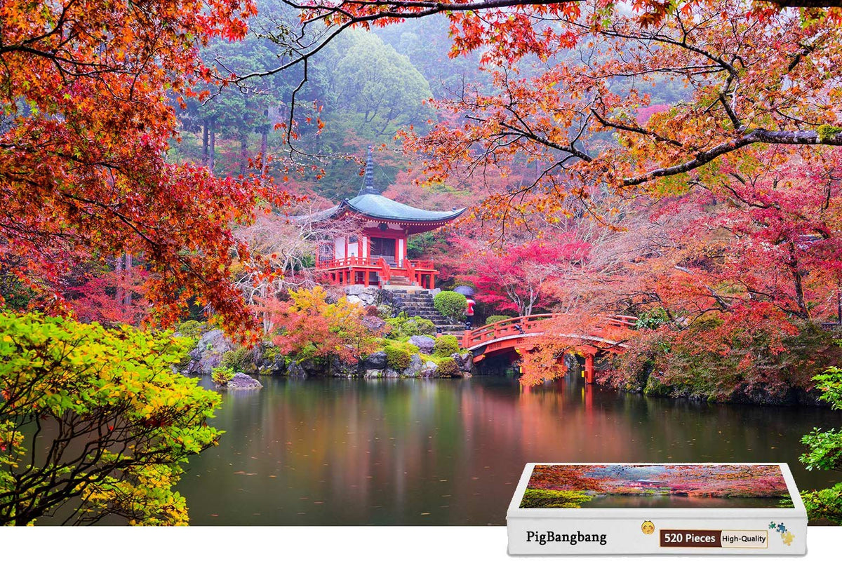 PigBangbang,Premium Wooden - Japan Kyoto Park Pagoda Autumn - 500 Piece Jigsaw Puzzle (20.6 X 15.1'')
