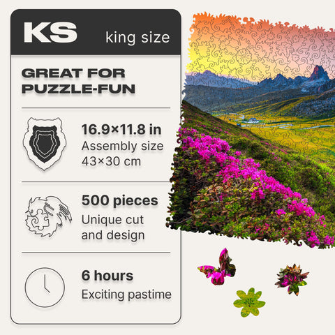 Unidragon Wooden Puzzle Jigsaw, Best Gift for Adults and Kids, Unique Shape Jigsaw Pieces Nature Mountain, 17.3 x 12.1 inches, 500 Pieces, King Size