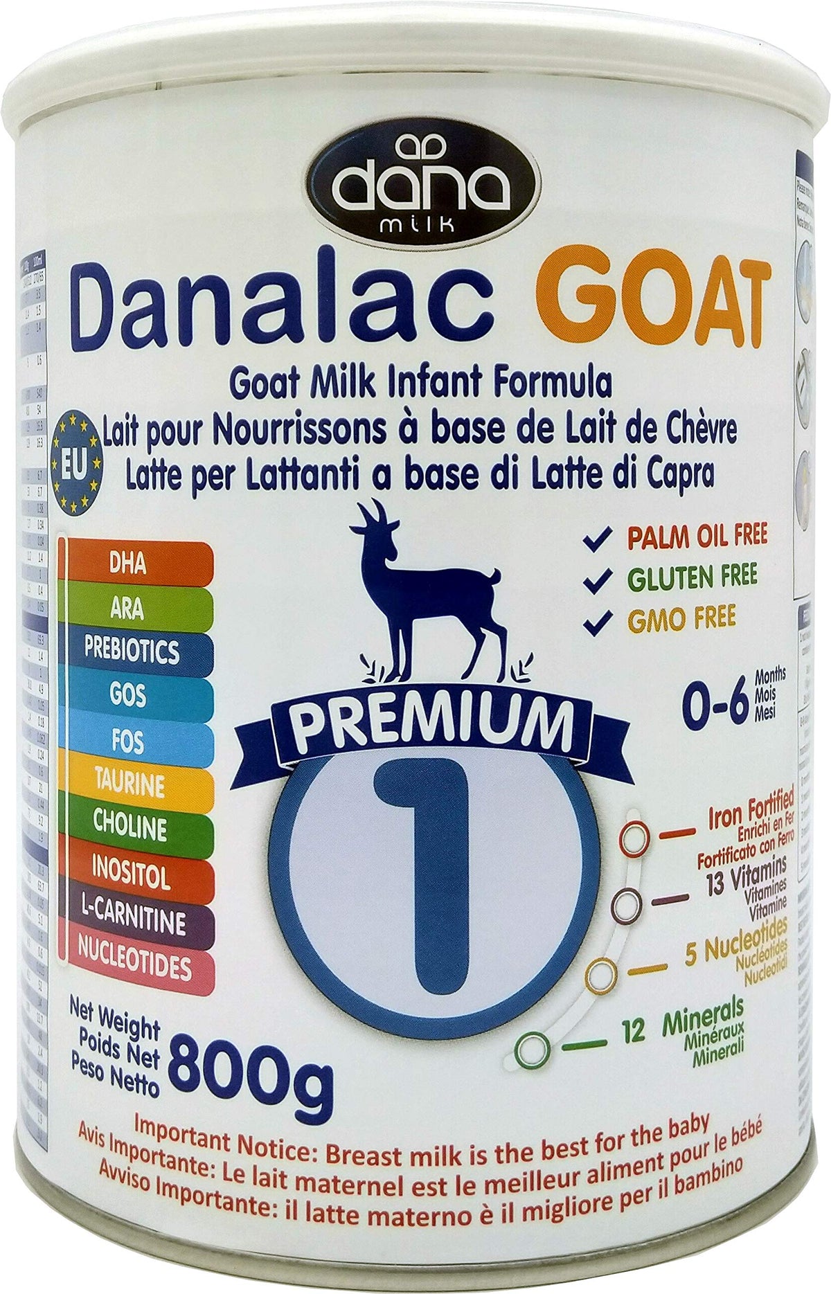 DANALAC Goat Milk Infant Formula Stage 1 Baby Milk Powder for Kids | Toddlers (800g - Pack of 1)