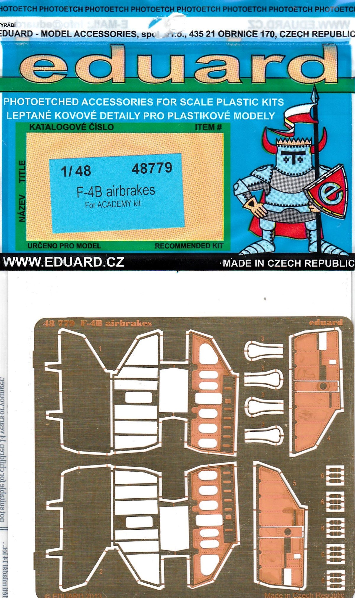EDU48779 1:48 Eduard PE - F-4B Phantom Airbrakes Set (for the Academy model kit